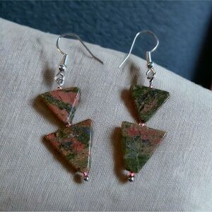 Unakite earrings in sterling NWT